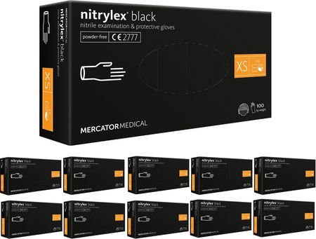 Rękawice Nitrylowe 100 sztuk / Czarne / Nitrylex Black - 10 szt. (XS 5-6)