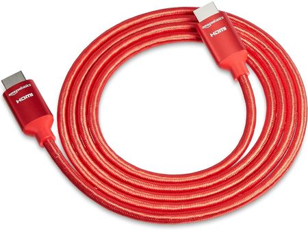 Amazon Basics Kabel Hdmi Z Plecionym Przewodem 1.8M 10.2Gbit/S 4K Czerwony