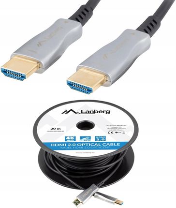 Lanberg Kabel Przewód Hdmi V2.0 4K 60Hz 144Hz Aktywny Ethernet Optyczny Aoc 20M