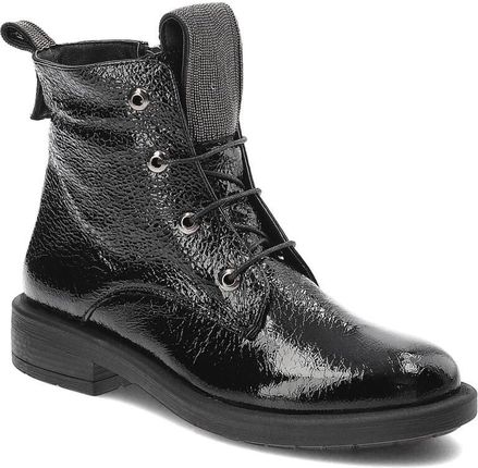 Czarne Botki Venezia Skórzane Buty Damskie