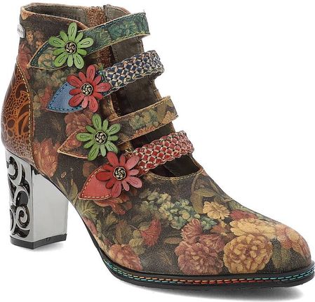 Pomarańczowe Botki Laura Vita Eleganckie Buty Na Obcasie