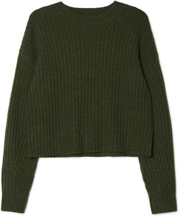 Cropp - Ciemnozielony sweter basic - Khaki