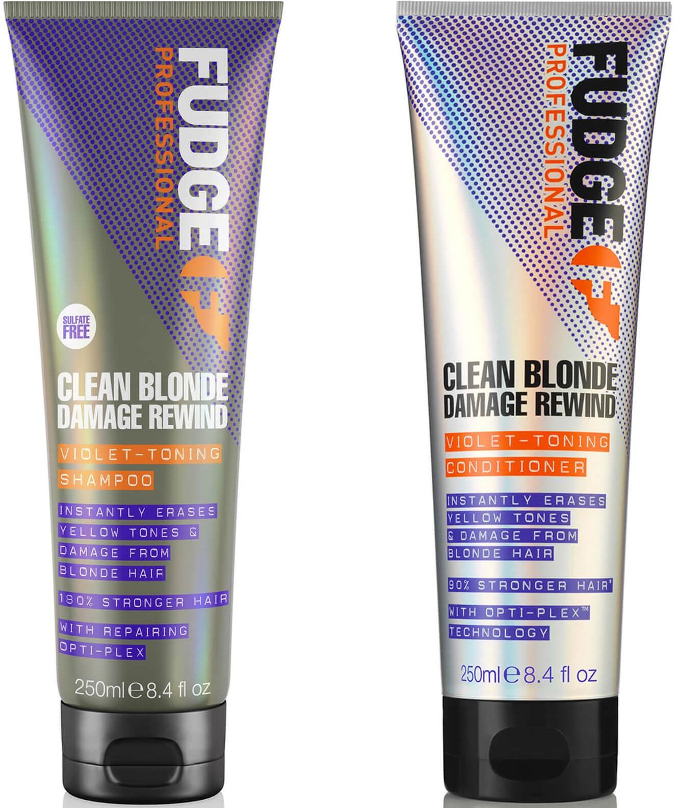 Zestaw Dla Kobiety Fudge Professional Clean Blonde Damage Rewind Violet Toning Shampoo And