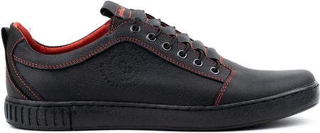 Buty męskie skórzane casual 2121/2 czarne z czerwonym