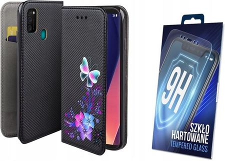 Martech Etui Z Klapką Do Samsung Galaxy M21 Wzór Motyl Obudowa Pokrowiec Szkło 9H