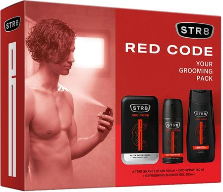 Sarantis Zestaw Str8 Red Code: Woda Po Goleniu 100ml + Dezodorant W Sprayu 150ml + Żel Pod Prysznic 250ml