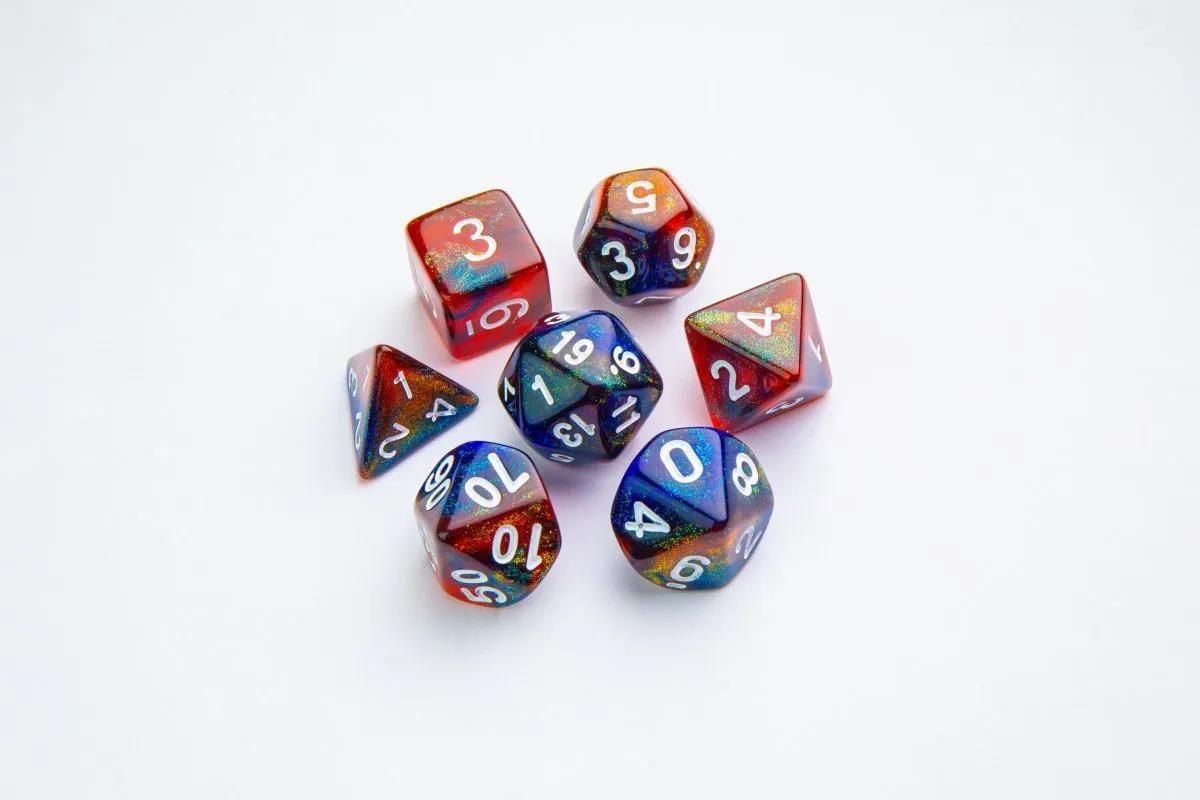 Set De 7 Dés RPG Gamegenic Galaxy Mars - Dés à Jouer Brillants Pour Jeux De Rôle - D4 D6 D8 D10 D12 D20