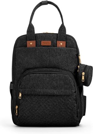 Feelo Mom Backpack Black plecak dla mamy z matą do przewijania do wózka czarny