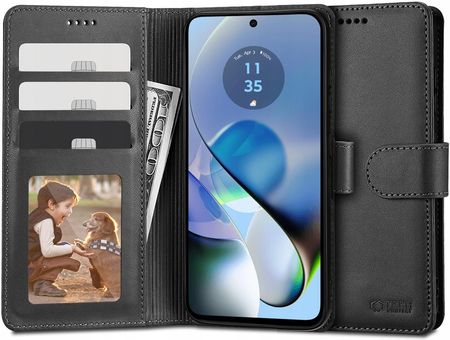 Tech Protect Wallet Etui Portfel Do Motorola Moto G54 5G Leather Black