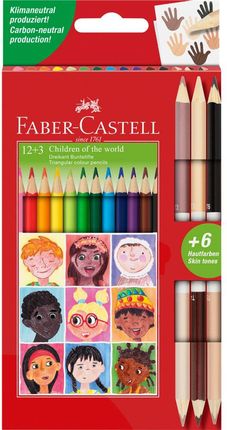 Faber-Castell Children Of The World Kredki Trójkątne 12 Kolorów 3 Dwustronne