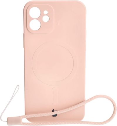 Bizon Etui Case Silicone Magsafe Do Apple Iphone 12 Jasnoróżowe