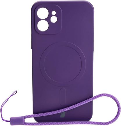 Bizon Etui Case Silicone Magsafe Do Apple Iphone 12 Śliwkowe