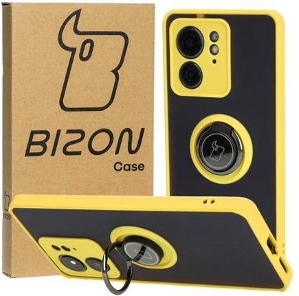 Etui Bizon Case Hybrid Ring do Motorola Edge 40, żółte