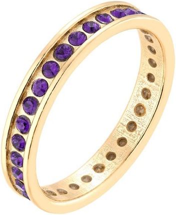 Złota obrączka z fioletowymi kryształami Preciosa r.16