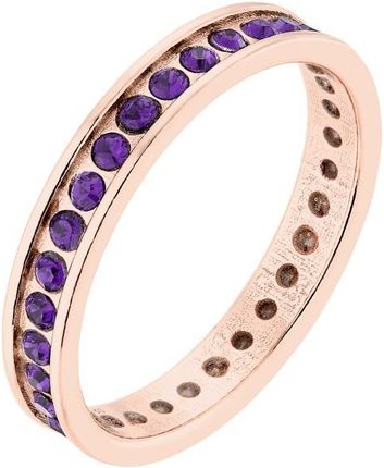 Obrączka z różowego złota z fioletowymi kryształami Preciosa r.16