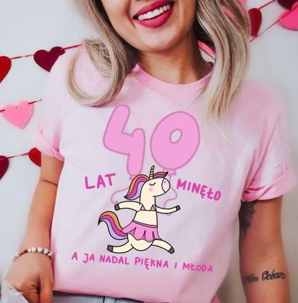 damska koszulka na 40 lat - kolor różowy
