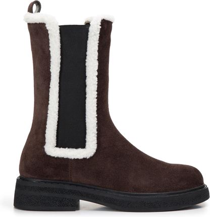 Damskie sztyblety zamszowe ze sztucznym kożuszkiem