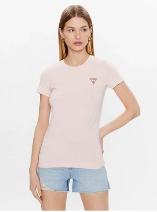 GUESS T-Shirt Mini Triangle W2YI44 J1311 Różowy Slim Fit