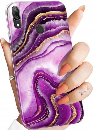 Hello Case Etui Do Huawei Y7 2019 Różowy Marmur Purpura