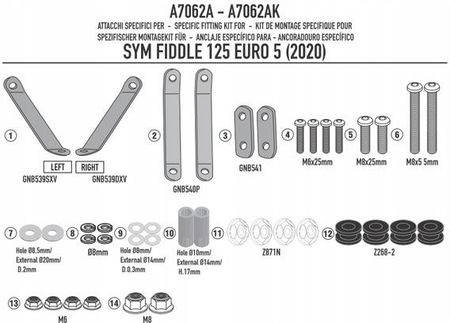 Kappa Mocowanie Szyby A7062A Sym Fiddle 125 Euro 5 A7062Ak