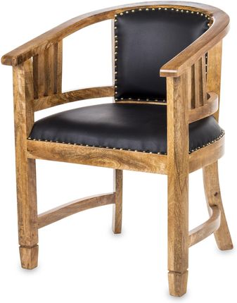 Kolonialne drewniane indyjskie krzesło z podłokietnikami drewno mango 139294 Moje Delhi