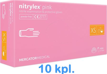 Rękawice Nitrylowe 100 sztuk / Różowe / Nitrylex Pink - 10 szt. (XS 5-6)