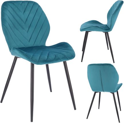 Krzesło do salonu jadalni tapicerowane welurowe MPS niebieskie