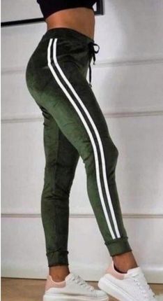 Spodnie dresowe welurowe damskie butelkowa zieleń XL
