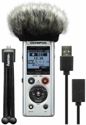OLYMPUS LS-P1 PODCASTER KIT (+statyw, osłona, kabel) rejestrator dźwięku, dyktofon, mikrofon do aparatów OLYMPUS, OM SYSTEM