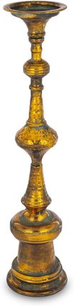 Złoty metalowy wysoki postarzany świecznik 159229 Moje Delhi
