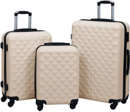 Zestaw twardych walizek na kółkach, 3 szt., złoty, ABS