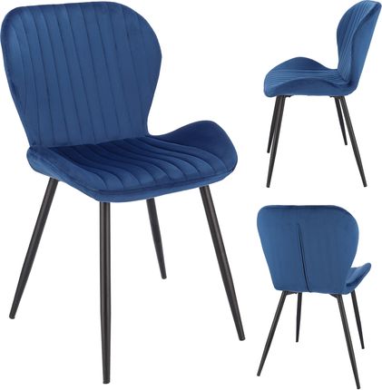 Krzesło do salonu jadalni tapicerowane welurowe VPS niebieskie
