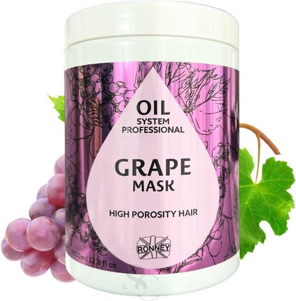 Ronney Oil System Professional Grape Mask Maska Do Włosów Wysokoporowatych 1000 ml
