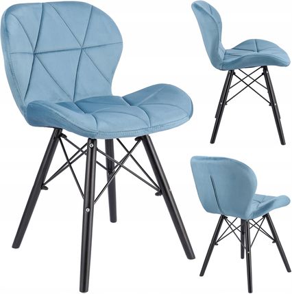 Krzesło do salonu jadalni tapicerowane welurowe VPS niebieskie