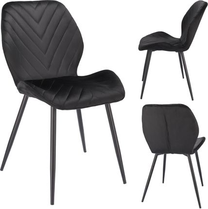 Krzesło do salonu jadalni tapicerowane welurowe MPS czarne