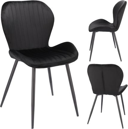 Krzesło do salonu jadalni tapicerowane welurowe VPS czarne
