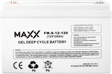 Maxx Żelowy 120Ah 12V - zdjęcie 2