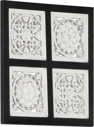 vidaXL Ręcznie Rzeźbiony Panel Ścienny Mdf 40x40x1,5Cm Czarno-Biały 321656