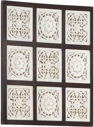 vidaXL Ręcznie Rzeźbiony Panel Ścienny Mdf 60x60x1,5cm Brąz I Biel 321654