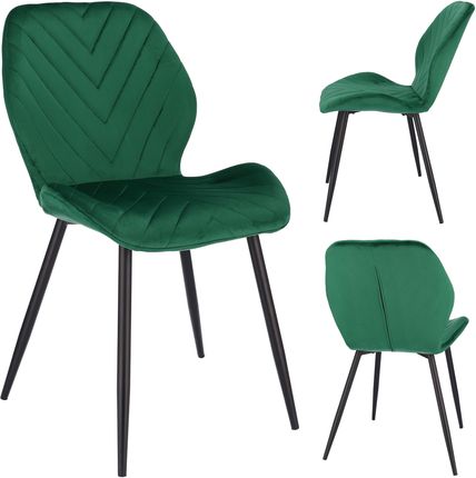 Krzesło do salonu jadalni tapicerowane welurowe MPS zielone
