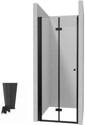 Zestaw Deante Kerria Plus Drzwi prysznicowe 90 cm składane + Profil do drzwi wnękowych systemu Kerria Plus nero