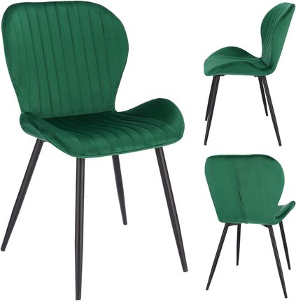 Krzesło do salonu jadalni tapicerowane welurowe VPS zielone