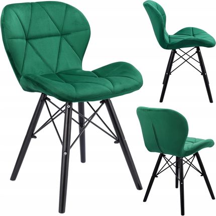 Krzesło do salonu jadalni tapicerowane welurowe VPS zielony
