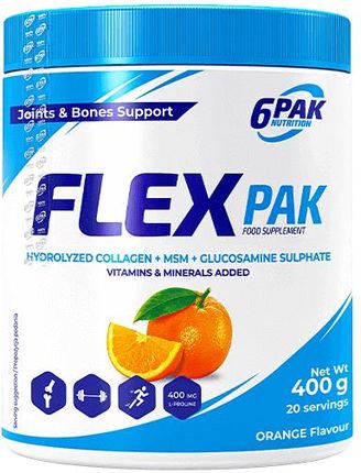 6Pak Kolagen Msm Glukozamina Flex Pak Pomarańczowy 400 G