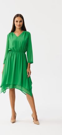 S354 Sukienka warstwowa szyfonowa - soczysty zielony (kolor zielony, rozmiar XXL)