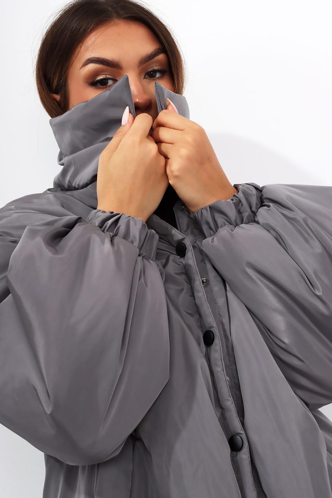 Miss city official ortalionowy płaszcz/kurtka oversize szara