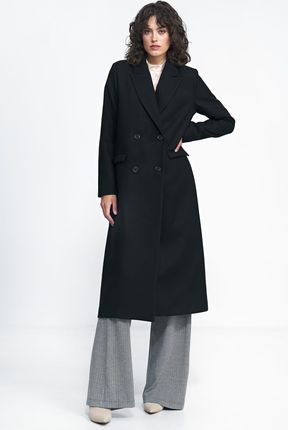 Czarny płaszcz oversize PL20 Black - Nife