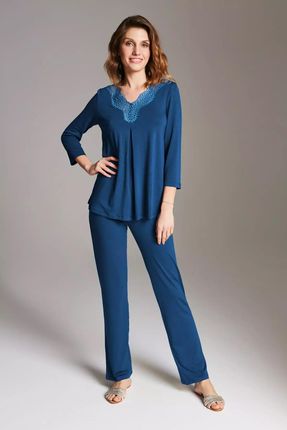 Delikatna piżama damska dwuczęściowa (Niebieski, XXL)