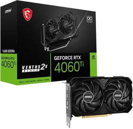 Msi RTX4060Ti 16GB 2x Black 16G OC (4060TIVENT2XBLAC16GOC)