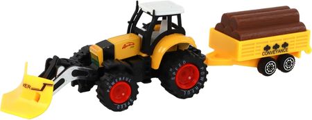 Leantoys Traktor Z Przyczepą Koparka Spychacz Maszyna Rolnicza Żółta